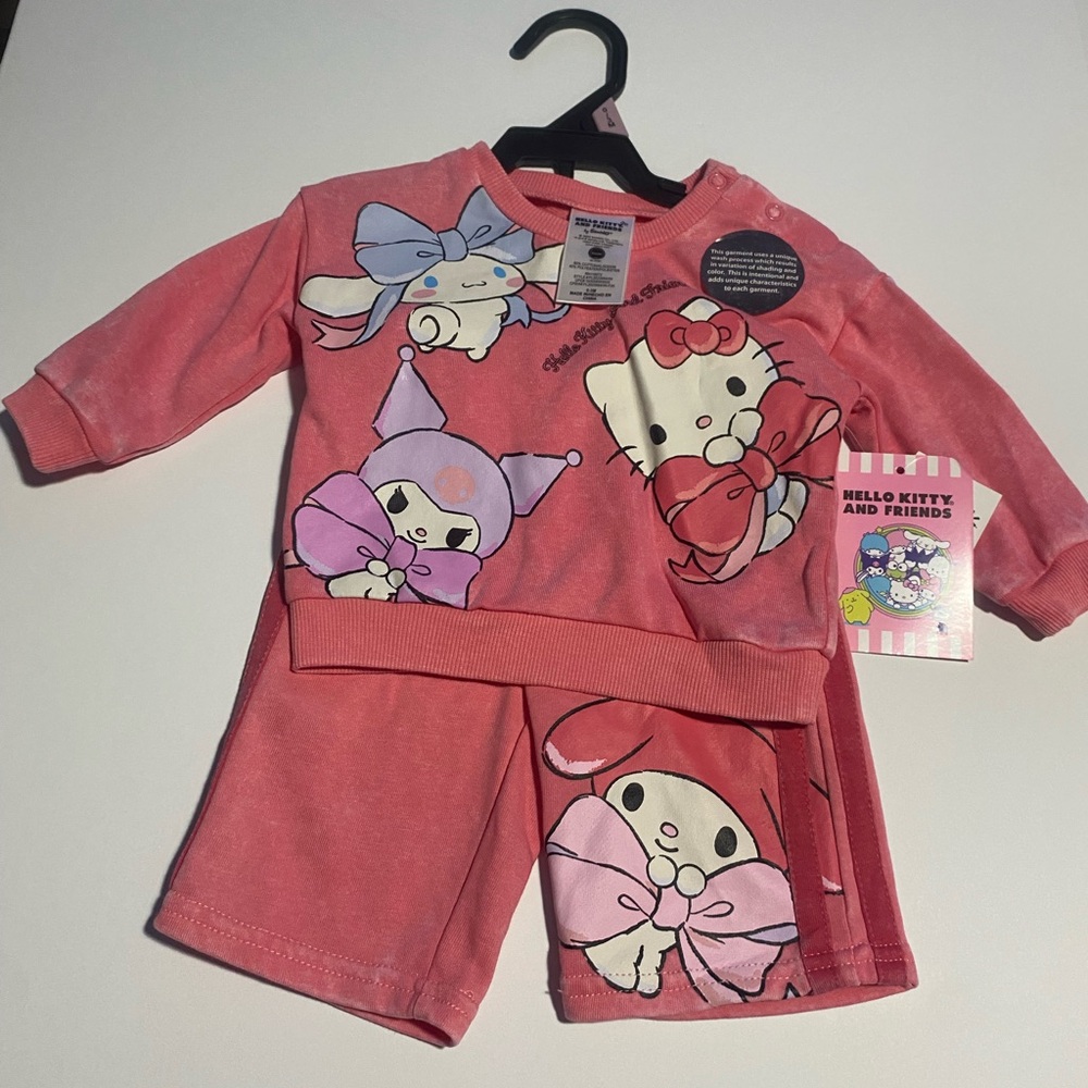 Hello Kitty Coral Pink Kids Pajama Set with Character Bows